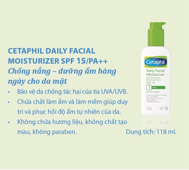 Centaphil Daily Facial Moisturizer SPF 15 (118ml) - Dưỡng ẩm chống nắng hàng ngày -Amipharma