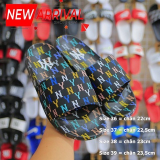 dép NY-MLB Nữ Quai Ngang Monogram Multicolor