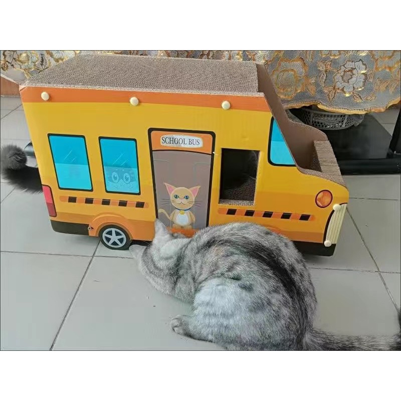 Ổ nằm kết hợp bàn cào móng School Bus cho mèo
