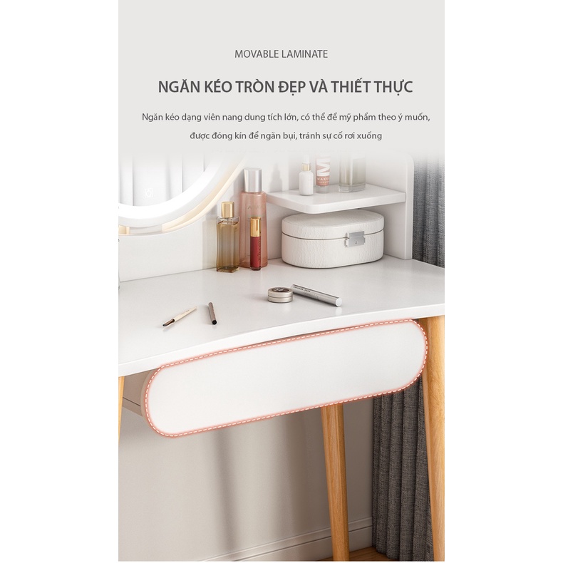 Bàn trang điểm gỗ thương hiệu IGA có gương đèn LED cực tiện lợi - GP201