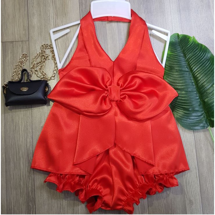 Bộ đồ bé gái nơ đỏ lụa cao cấp SIÊU DỄ THƯƠNG 8-32kg Angel Baby Thời Trang Thiết Kế