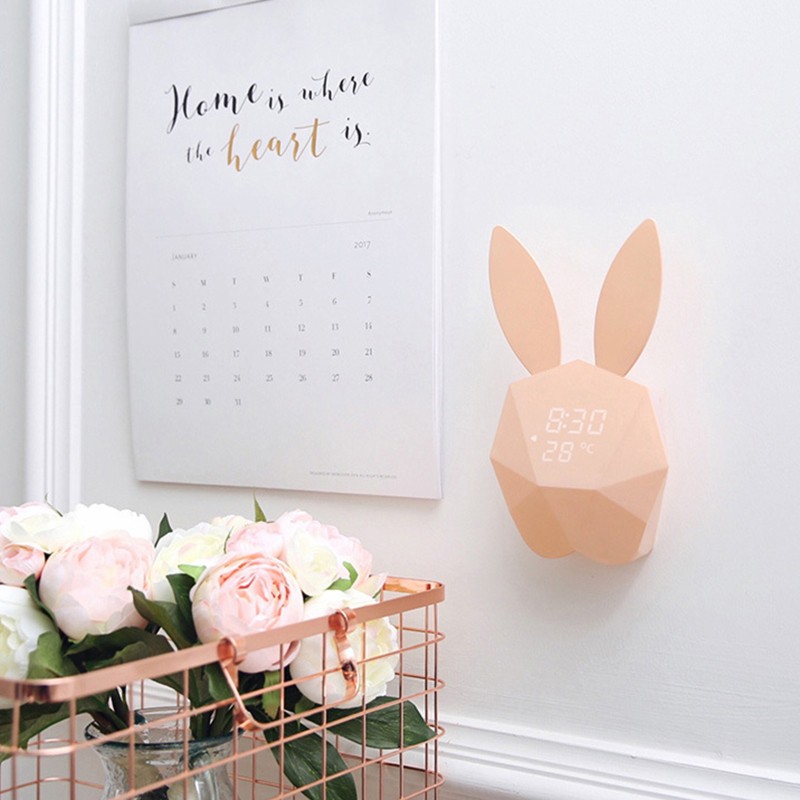 kiss* Multifunctional USB Smart Alarm Clock Simple Design Cute Rabbit Head USB Clock