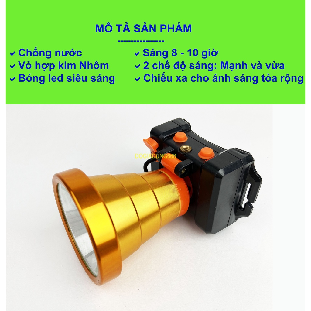 Đèn Pin Đội Đầu A395 bóng led ánh sáng mạnh chống nước  Ánh sáng vàng và trắng Có ren gắp TRIPOD