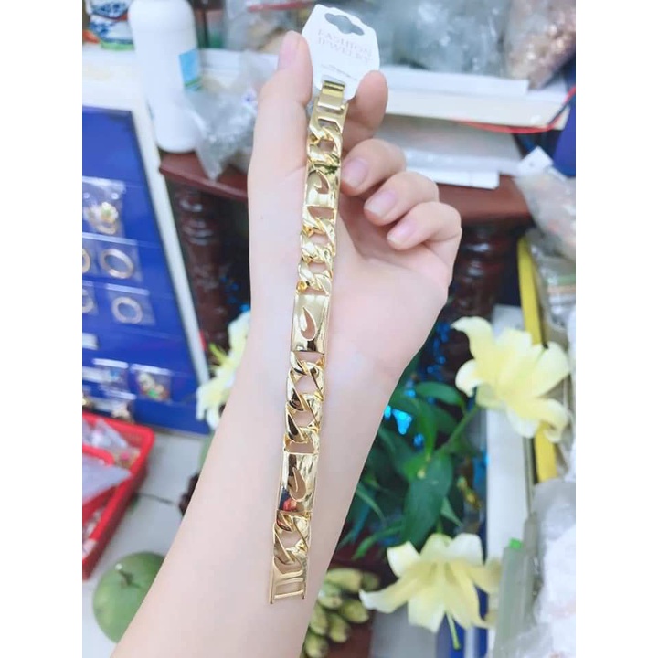 Lắc tay nam nữ mạ vàng 18K Dấu Phẩy - Mang bền màu - Mang đi chơi, đi tiệc