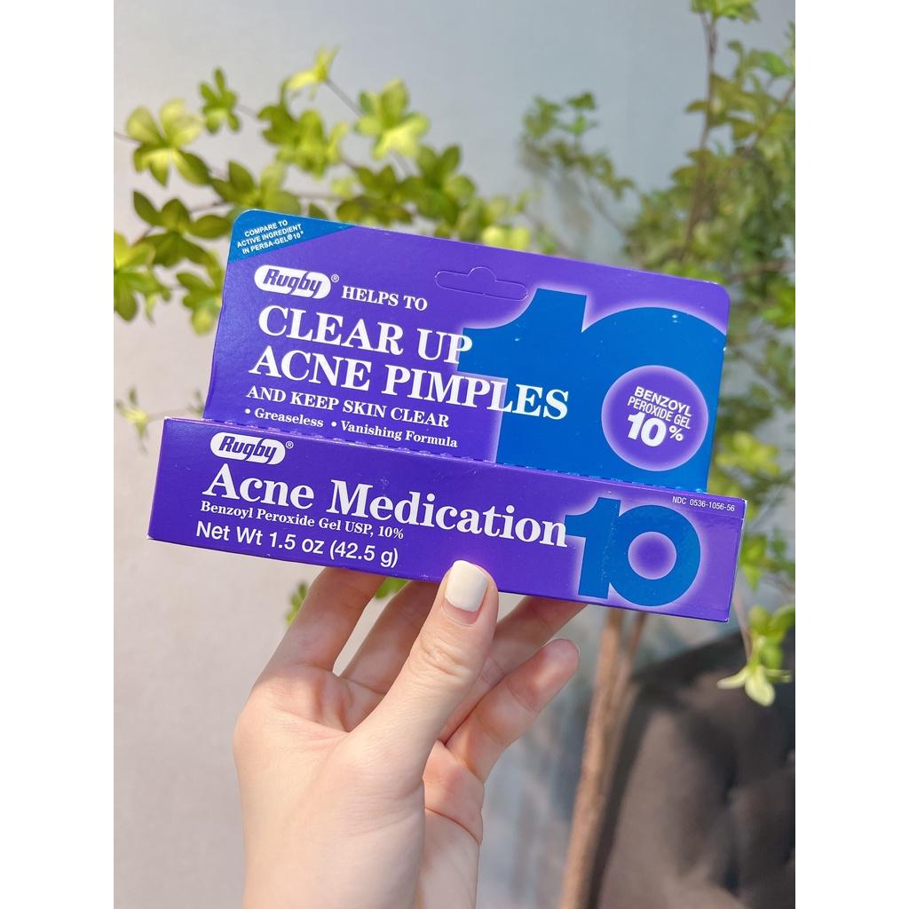 Kem giảm mụn RUGBY ACNE MEDICATION GEL BENZOYL PEROXIDE 10% 42.5g - Hity Beauty