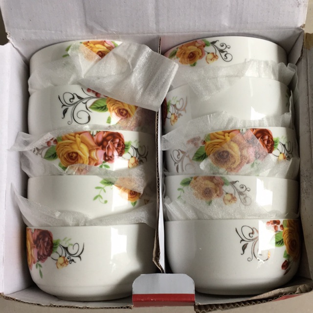 Bộ 10 Bát Ăn Cơm Sứ Cao Cấp Quảng Đông