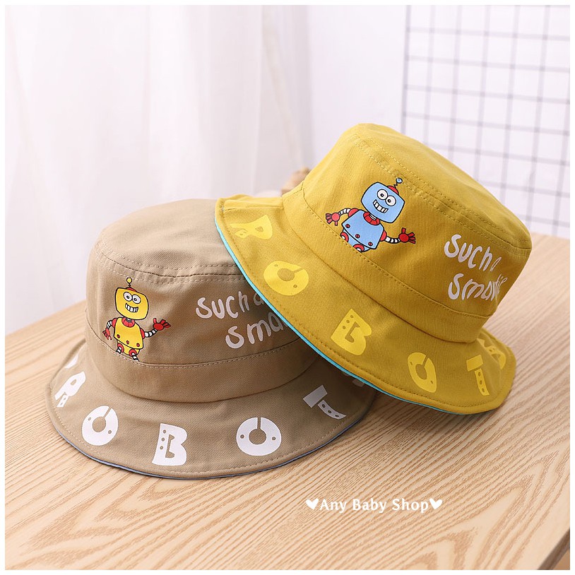 Mũ nón Bucket thời trang in hình Robot 5 màu cho bé trai và bé gái siêu cute hột me -có kèm dây nón   ❣❣