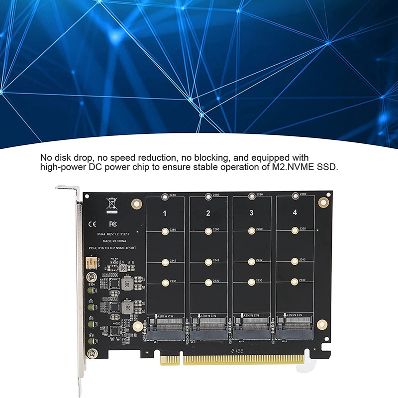 Đầu Đọc Thẻ Mở Rộng Ổ Cứng 4 Cổng M.2 NVMe SSD Sang PCIE X16M 4X32Gbps