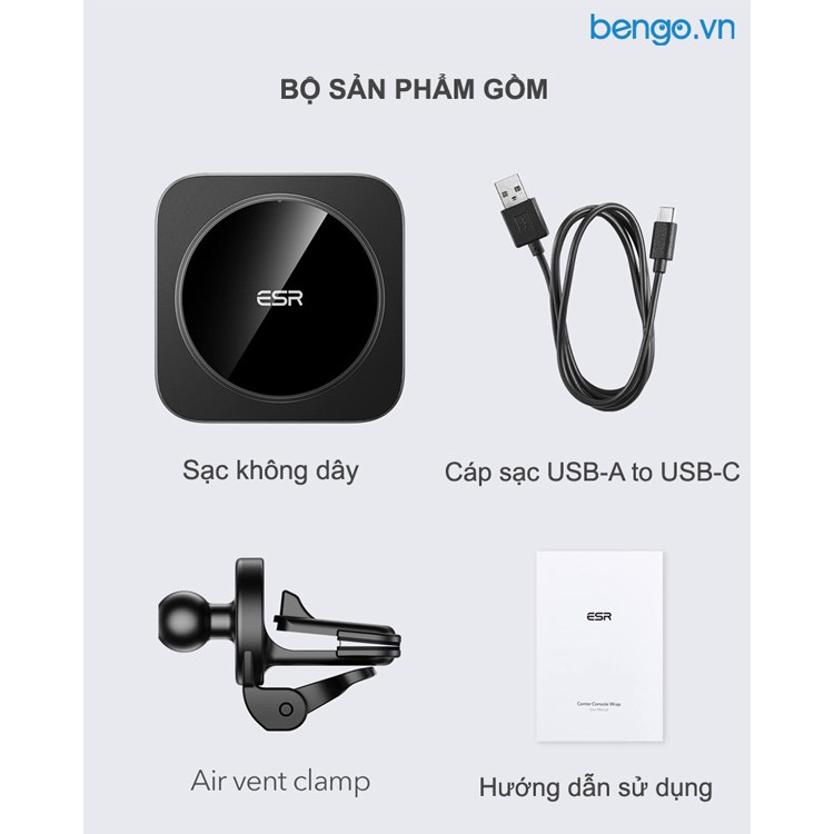 [Mã ELTECHZONE giảm 6% đơn 500K] Sạc không dây xe hơi ESR HaloLock Magnetic Wireless iPhone 12 (hỗ trợ MagSafe)