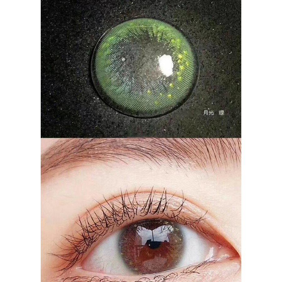 [Hàng mới về] Cặp kính áp tròng Feb.15 Series 14.0mm màu xanh lá thời trang