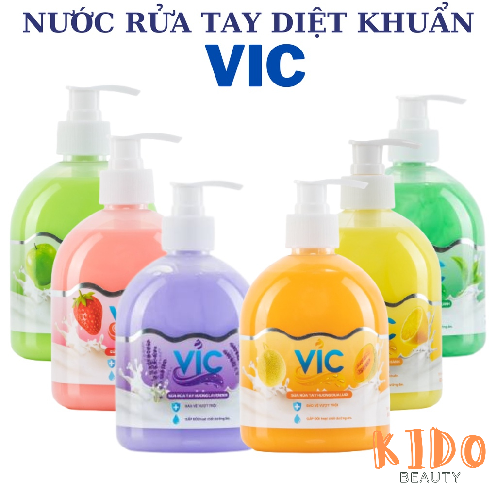 Sữa Rửa Tay VIC Dưỡng Ẩm Gấp Đôi (Hương Táo / Dâu / Dưa Lưới / Chanh) | Nước rửa tay 500ml