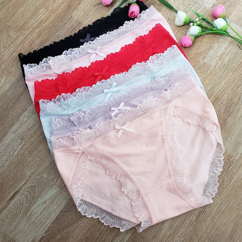 Quần lót nữ cotton thông hơi ren viền chéo thoáng mát sexy đẹp quyến rũ