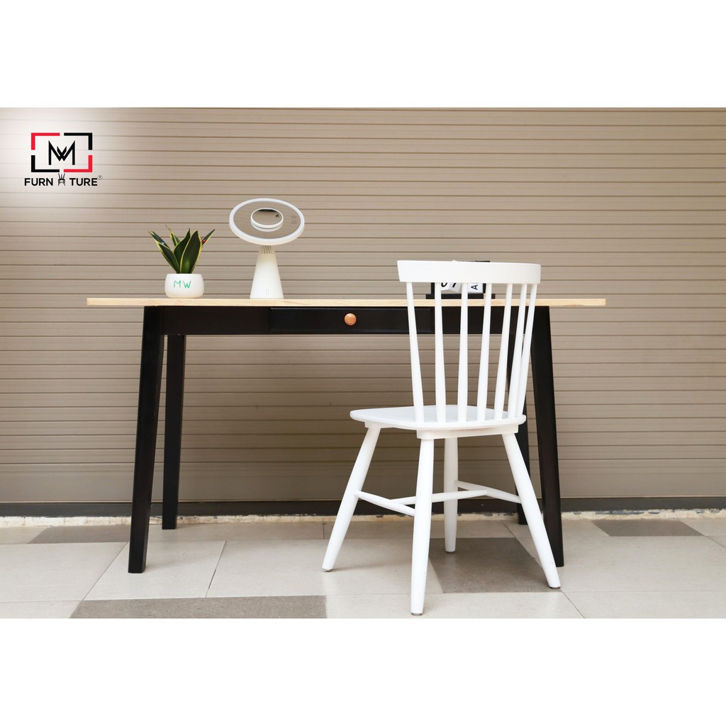 Bàn làm việc cao su hiện đại có hộc màu gỗ phối đen - Tyche Table - MW FURNITURE - Nội thất căn hộ