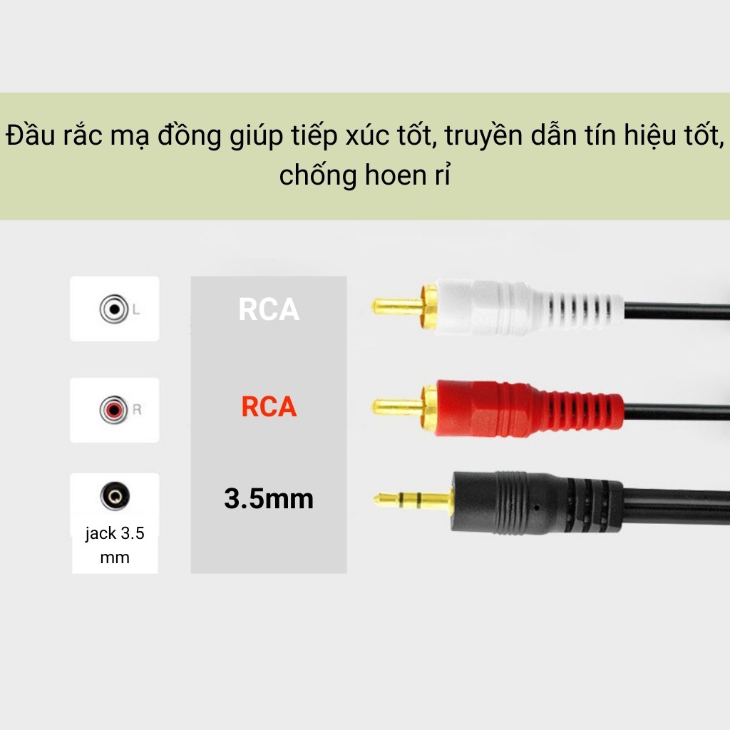 Cáp loa 1 đầu 3.5 ra 2 đầu AV hoa sen dài 1.5M & 5M