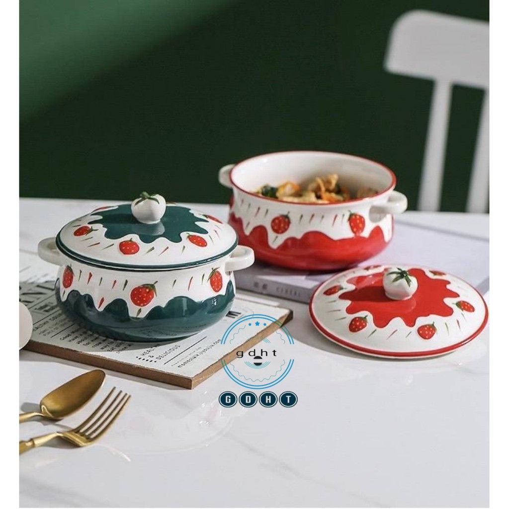 Âu sứ nắp sứ họa tiết dâu