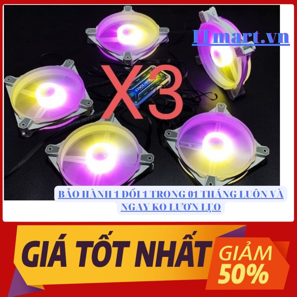 Quạt Tản Nhiệt, Fan Led RGB Coolmoon X3 Có Điều Tốc PWM  / Bộ Hub Coolmoon P-ARGB PWM