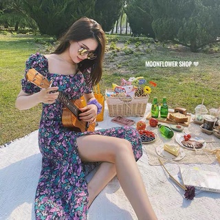 Đầm hoa tím xẻ tà