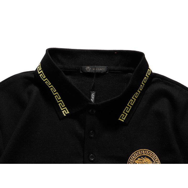 Versace Áo Thun Polo Tay Ngắn Chất Liệu Cotton Thêu Hoạ Tiết Đơn Giản Thời Trang Dành Cho Nam Và Nữ