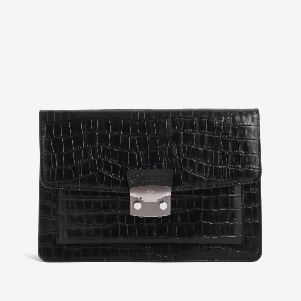 Ví Cầm Tay Nam Clutch Có Quai Cầm Da Bò Cao Cấp Màu Đen WT Leather 070070002