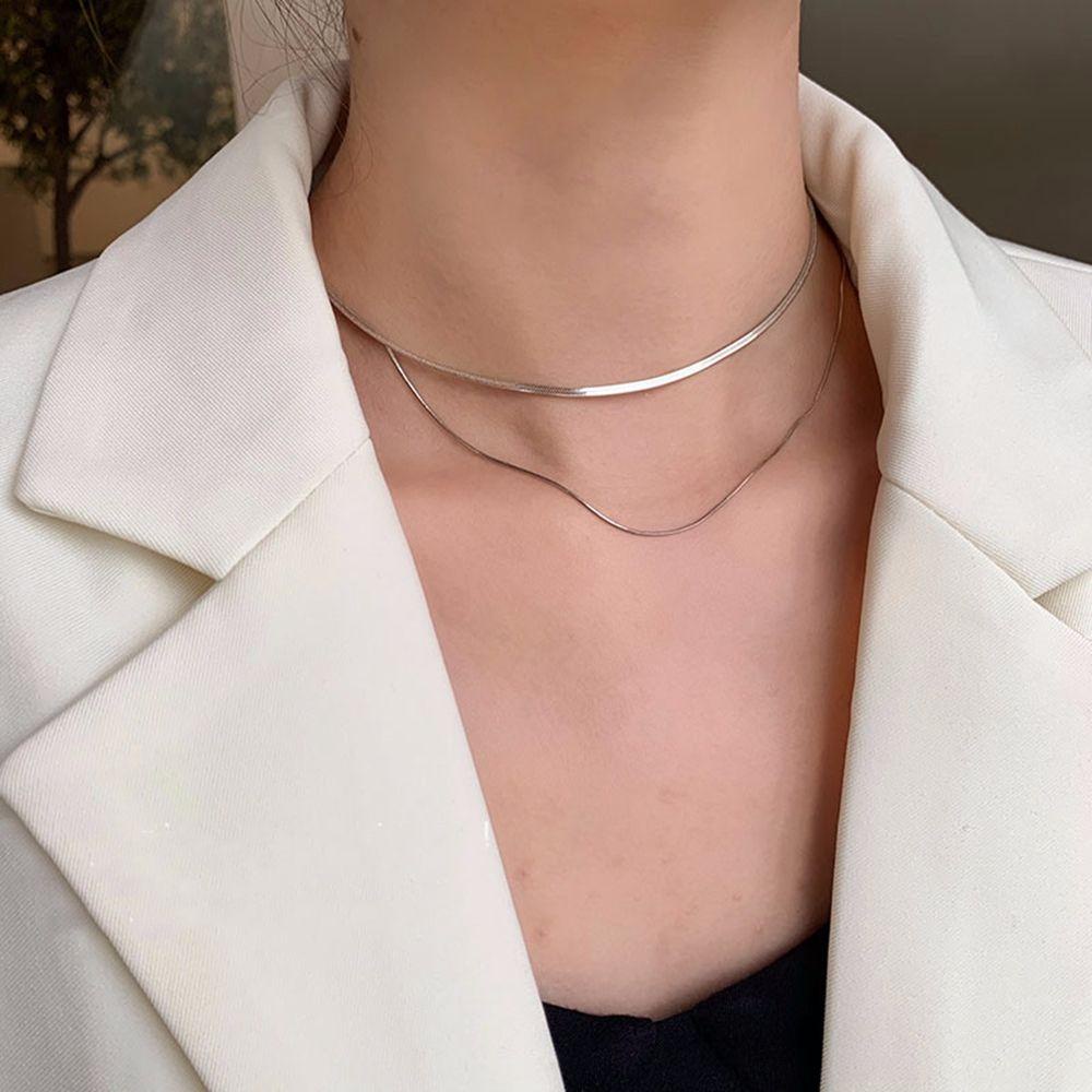 Somedayzl vòng cổ phong cách hàn quốc thanh lịch hình học punk tinh tế khí chất hợp kim double-layer chuỗi xương đòn