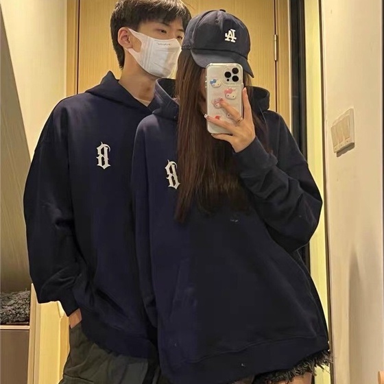 Áo Hoodie Chữ B Unisex Nỉ form rộng tay bồng kiểu dáng vintage đường phố cá tính