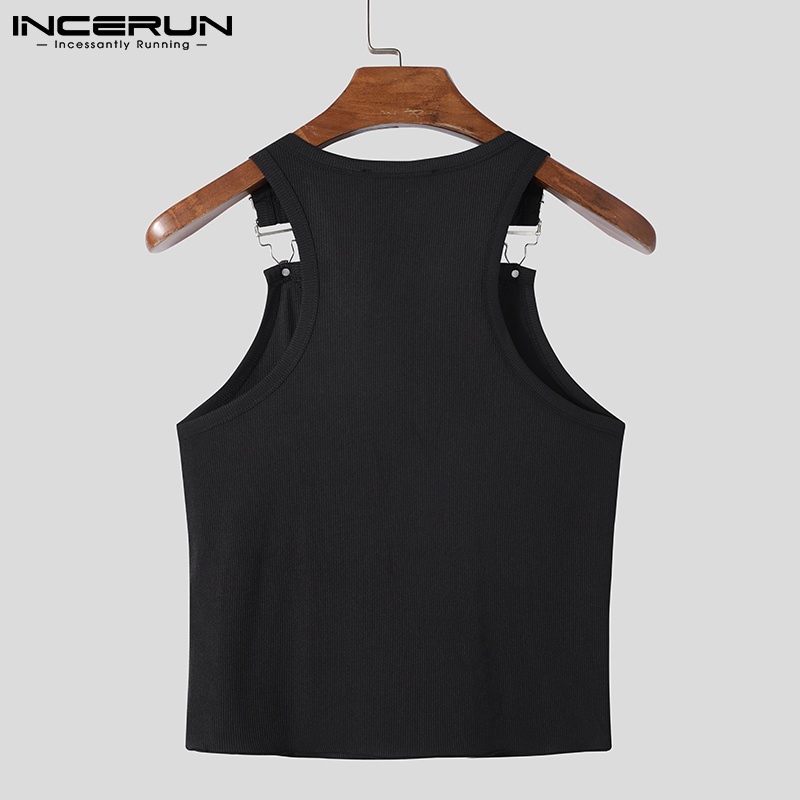 Áo ba lỗ nam INCERUN thiết kế dây gài dáng ôm vừa vặn thời trang mùa hè