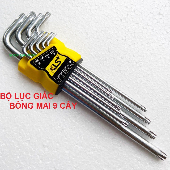 [Loại Dài] Bộ Vít Lục Giác 9 Cây Loại Dài (Bông Mai hoặc Bi)