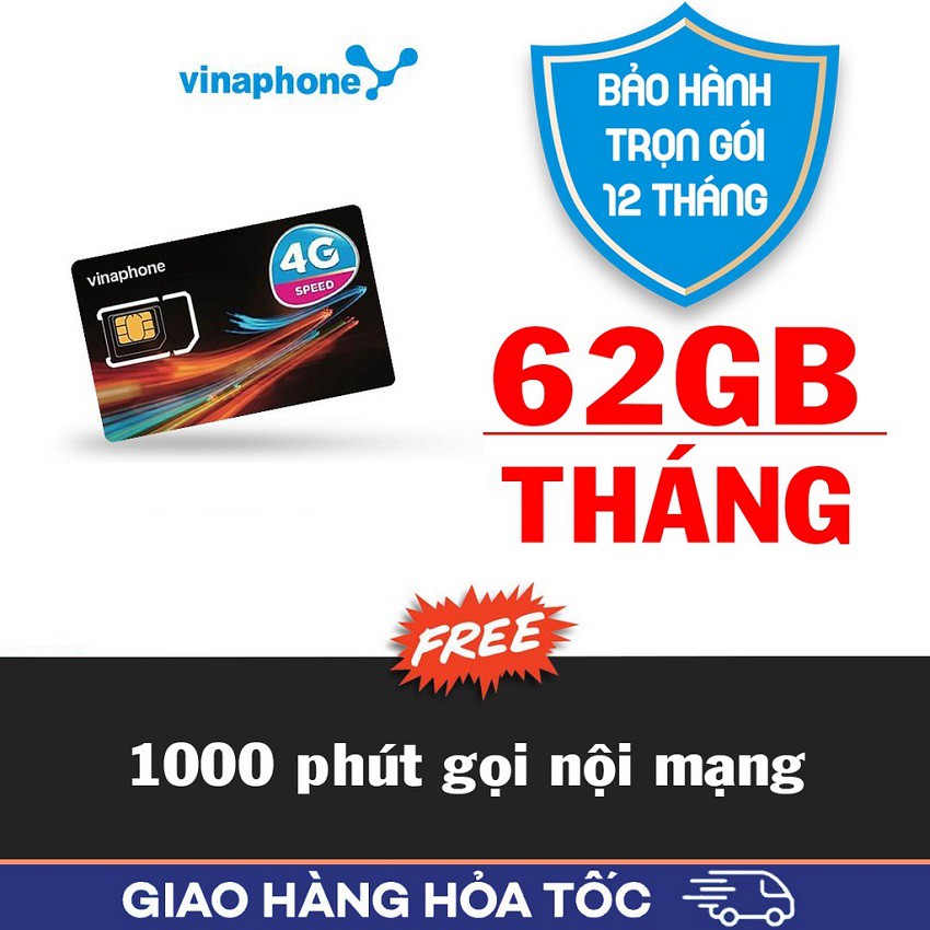 SIM 4G Vinaphone trọn gói 1 năm, miễn phí data từ 720GB đến 1440GB, miễn phí nghe gọi, gói Fhappy, D60G, VD149