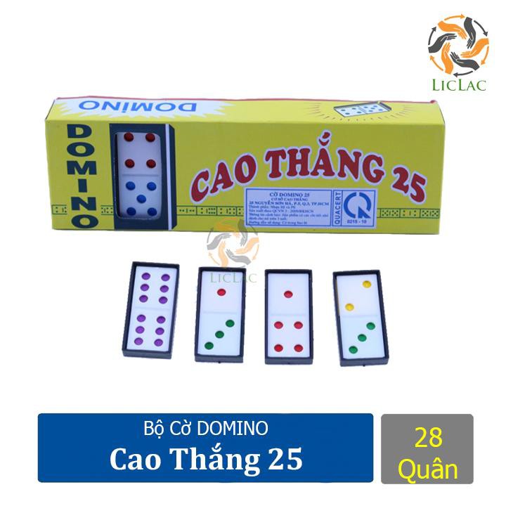 Bộ cờ Domino Cao Thắng 25 làm bằng chất liệu nhựa gồm 28 quân cờ