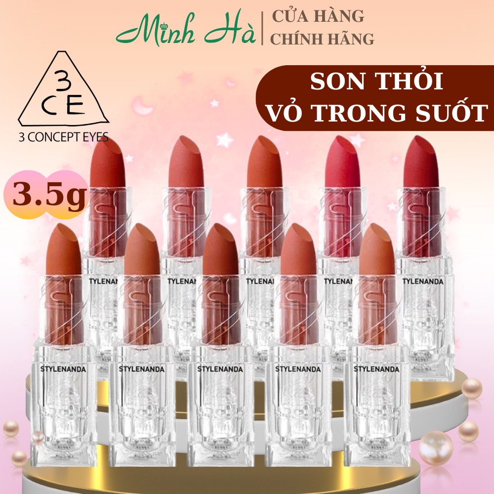 Son 3CE Soft Matte Lipstick 3,5g mềm, lì và nhẹ môi