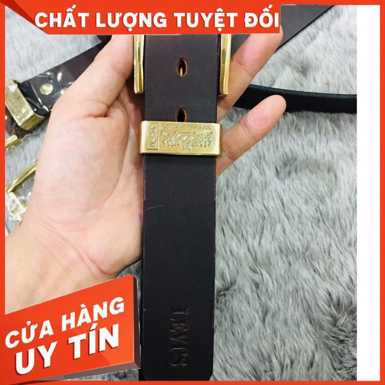 HÀNG NHẬP KHẨU - Thắt lưng nam da bò sáp khóa đồng đúc, Dây nịt nam da bò sáp khóa đồng đúc Levis - Hàng Nhập Khẩu 1000
