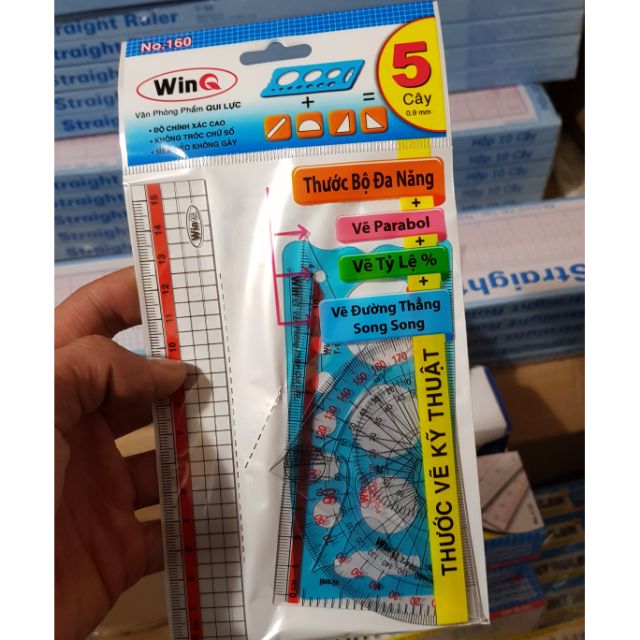 Bộ thước kẻ đa năng dẻo 5 cây