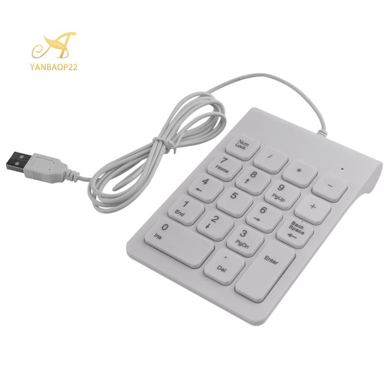 Bàn phím số 18 phím mini có dây USB cho laptop Windows Android Notebook Tablets PC màu đen
