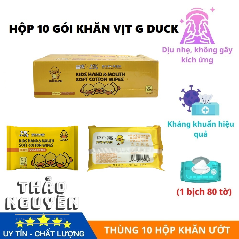 KHĂN GIẤY ƯỚT VỊT VÀNG G DUCK KHÔNG MÙI, AN TOÀN CHO BÉ