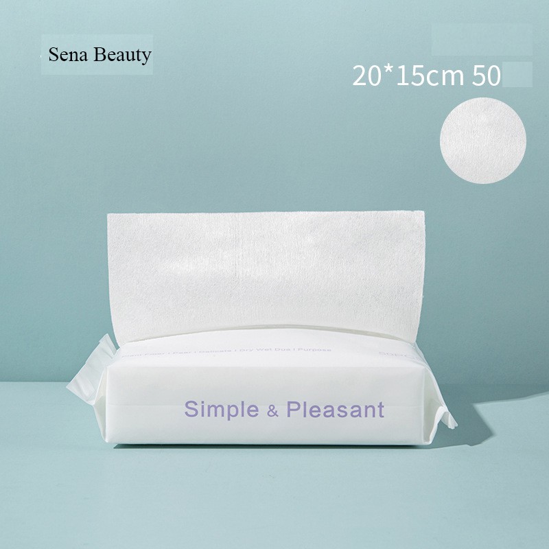 Một bịch 50 chiếc khăn lau mặt cotton đa năng 20*15cm Sena Beauty