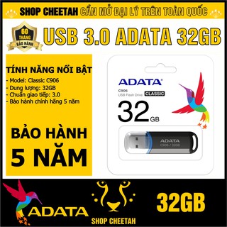USB 3.0 ADATA 32GB - Classic C906 – Màu đen – CHÍNH HÃNG – Bảo hành 5 năm
