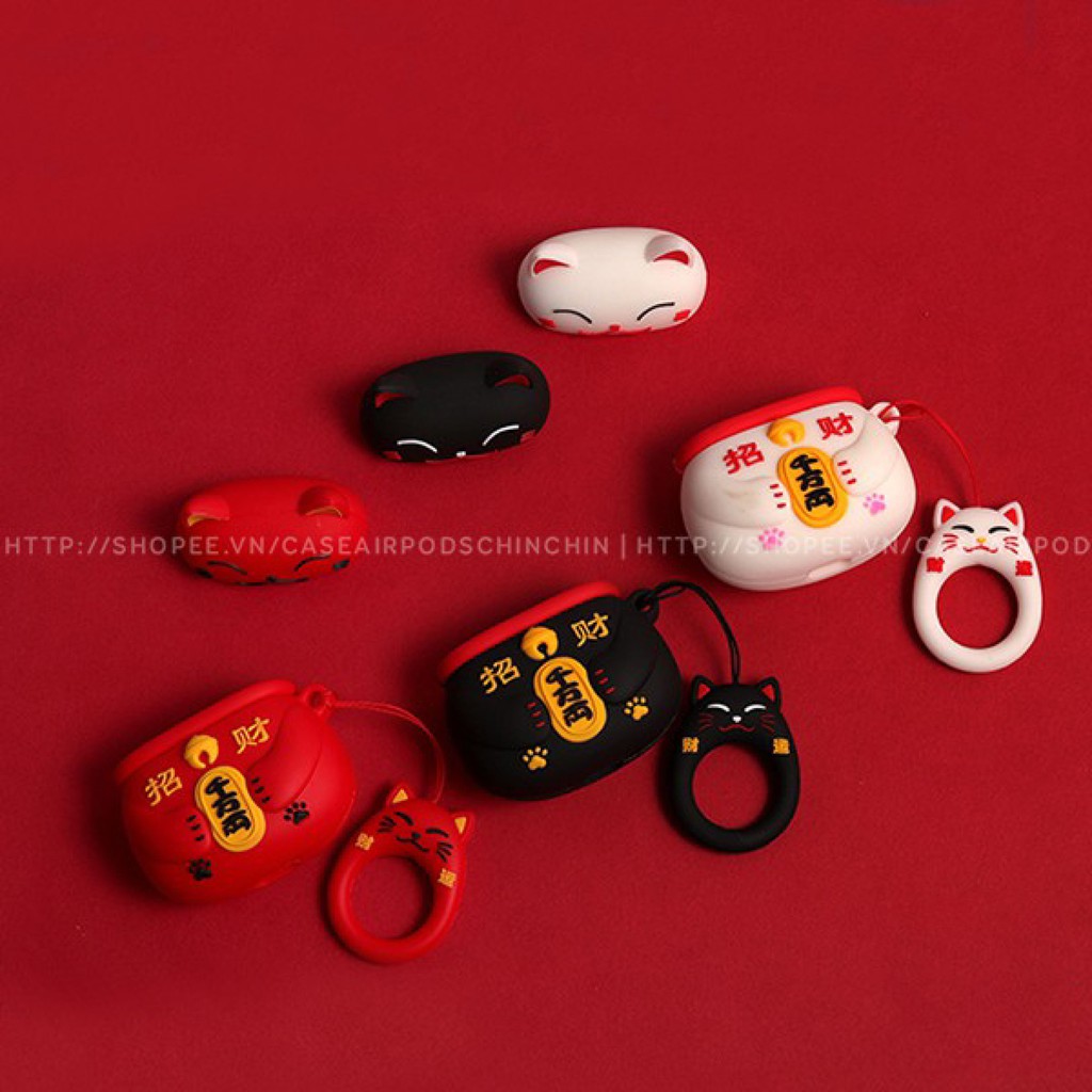 Vỏ ốp case airpod 1 2 pro airpods bảo vệ tai nghe không dây bluetooth i12 i12 TWS hình Mèo Thần Tài - Casealpha