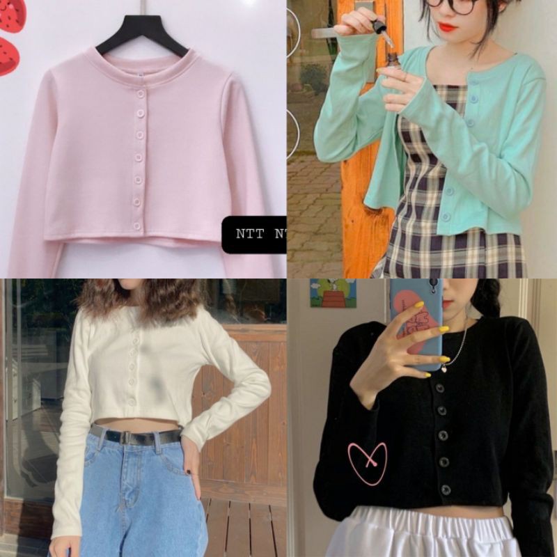 Áo Croptop Nữ Tay Dài phong cách Hàn Quốc Hus CR02