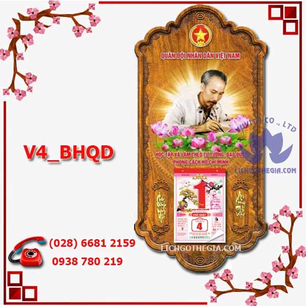 LỊCH GỖ BÁC HỒ QUÂN ĐỘI NHÂN DÂN