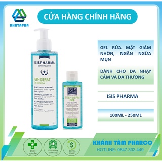 Gel rửa mặt giảm nhờn, ngừa mụn isis pharma teenderm gel sensitive