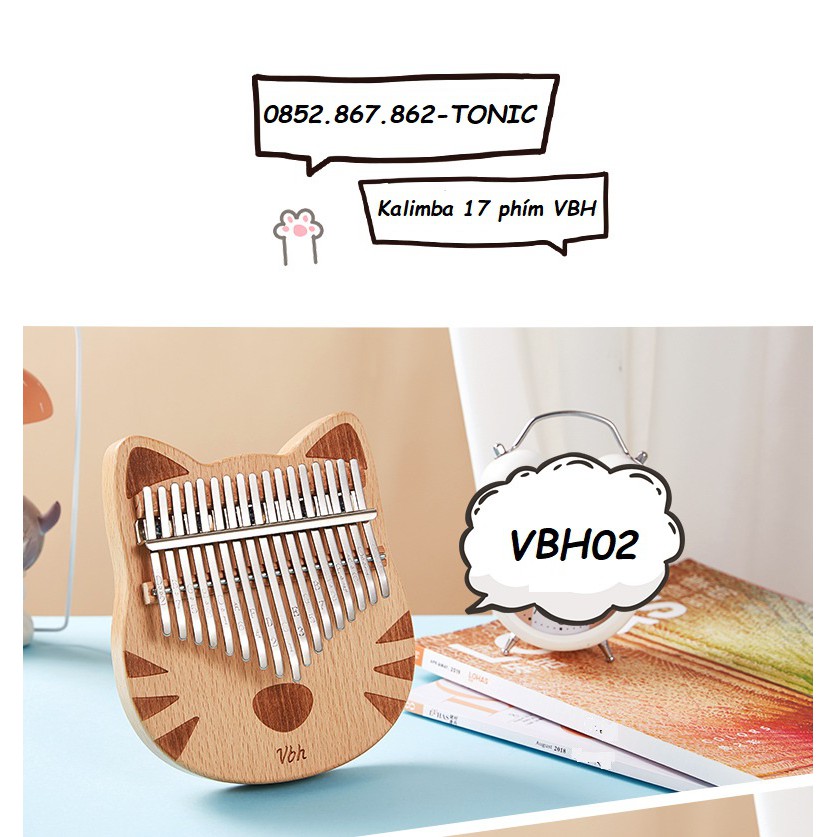 [Đàn kalimba 17 phím VHB-00095 Mẫu mới âm vang phím chuẩn đủ phụ kiện