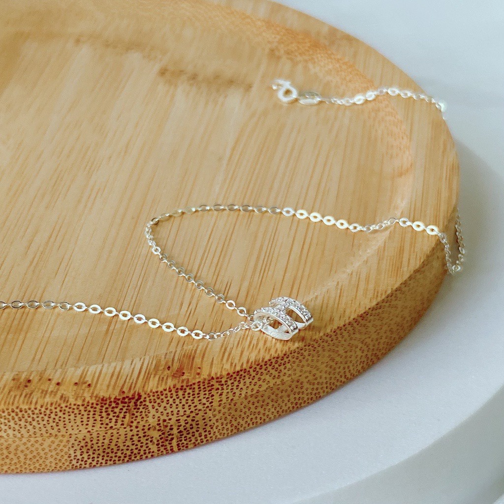 Dây chuyền bạc Ý 925 mặt chữ H cao cấp đính đá pha lê sang trọng