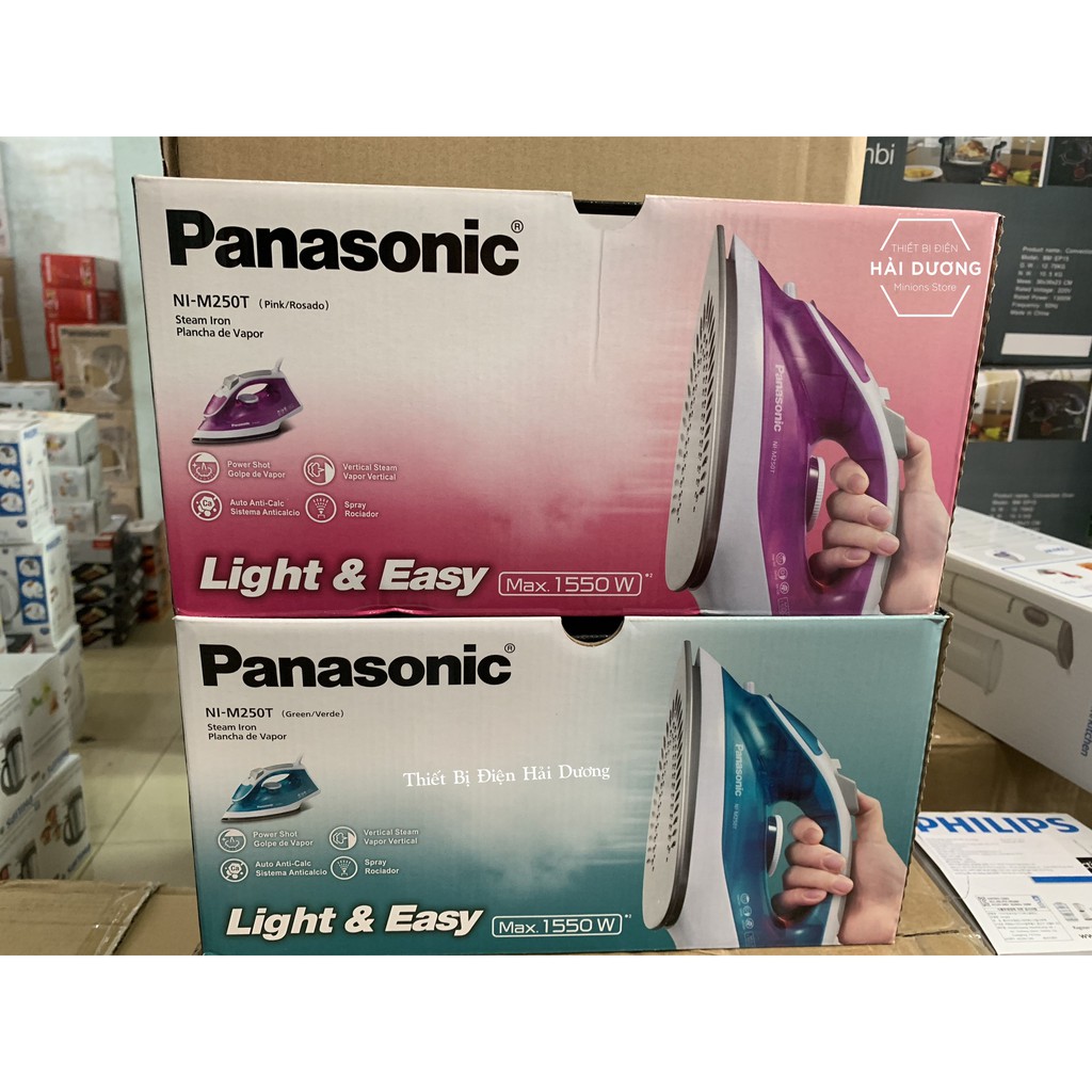 Bàn ủi hơi nước Panasonic NI-M250T 1550w - Mặt đế Titanium chống dính - Dung tích 210ml - Bảo hành 12 tháng