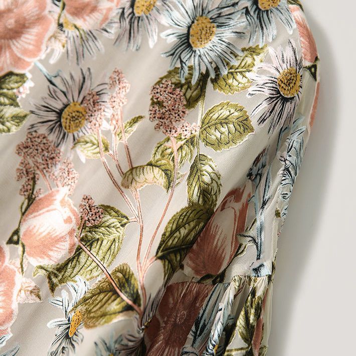 Áo Sơ Mi Chiffon Cổ Tròn Dáng Rộng In Họa Tiết Phong Cách Phương Tây Thời Trang Mùa