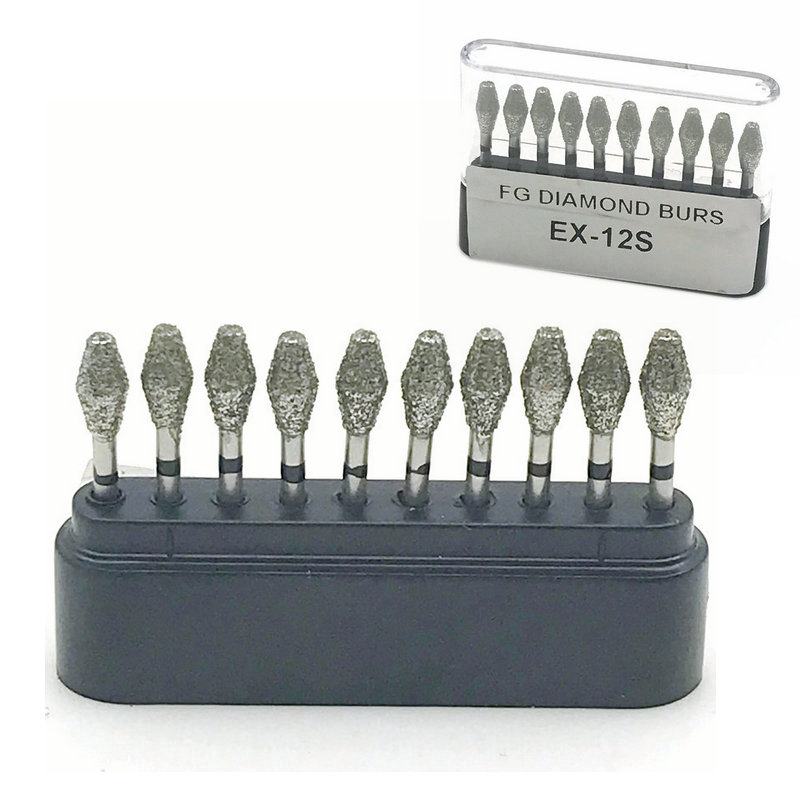 10pc/Box Dental Diamond Burs Drill  for High Speed Handpiece Dentist Tools 1.6mm
