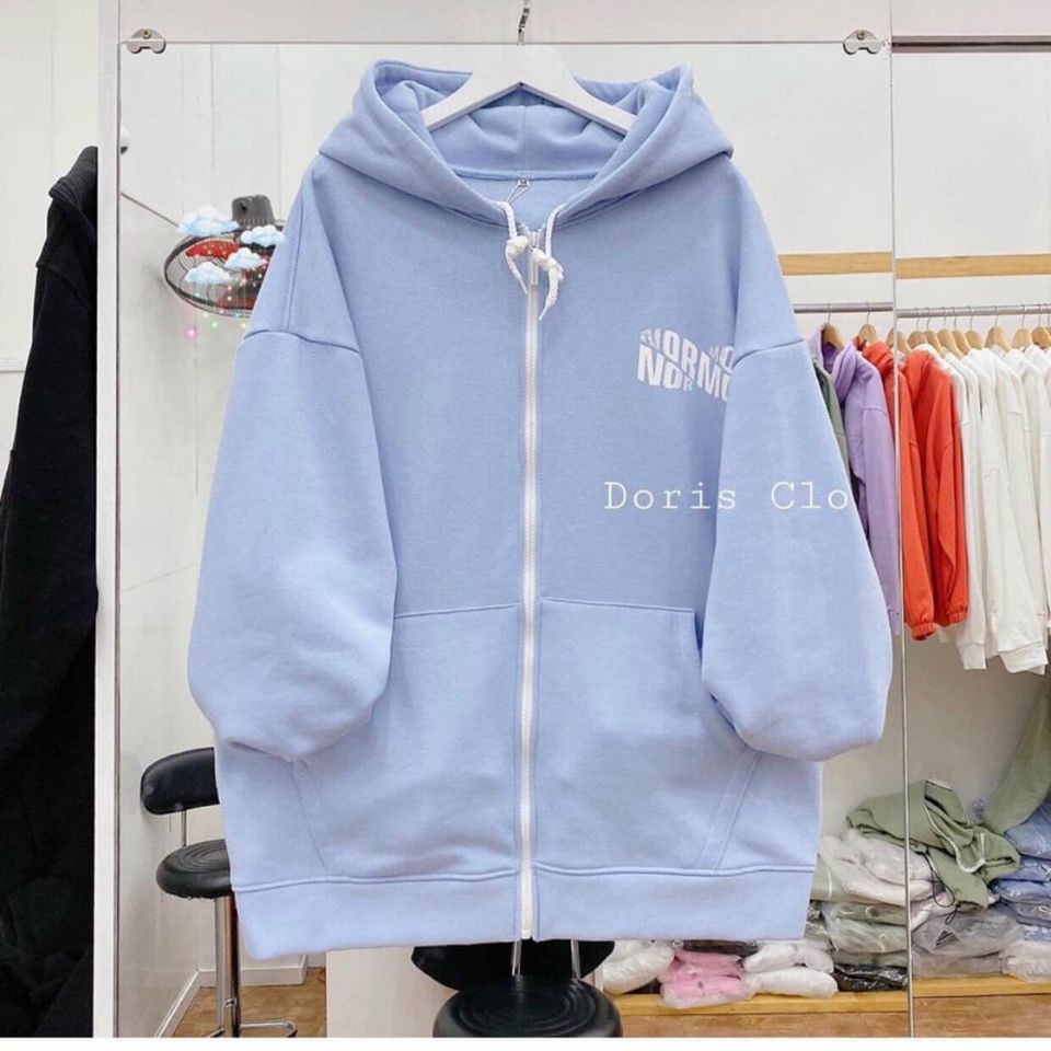 Áo Khoác Nỉ Xanh NORMOS Unisex Form Rộng Siêu Xinh