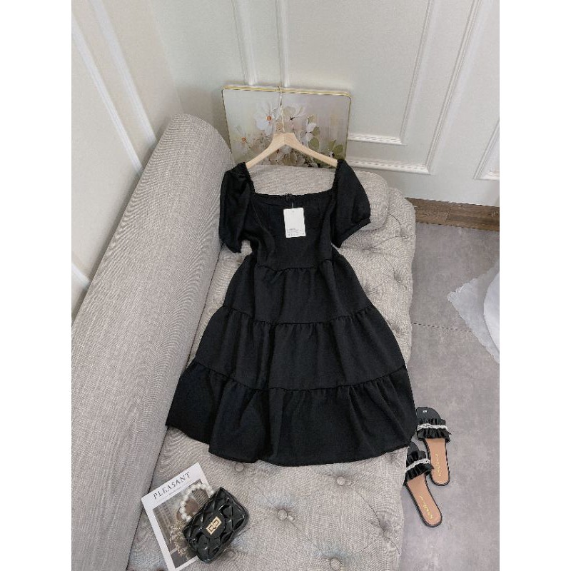 VÁY CÚP NGỰC 3 TẦNG CỔ VUÔNG TAY BỒNG | BigBuy360 - bigbuy360.vn