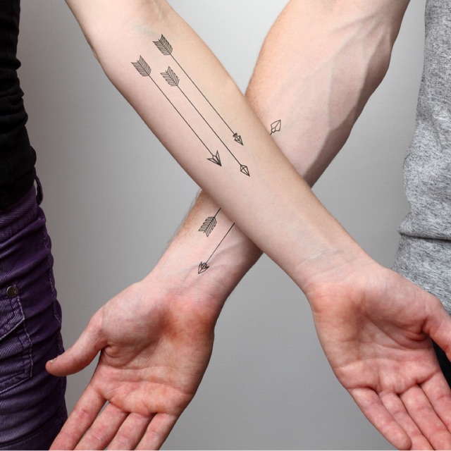 tatto xăm giả đôi mũi tên tình yêu