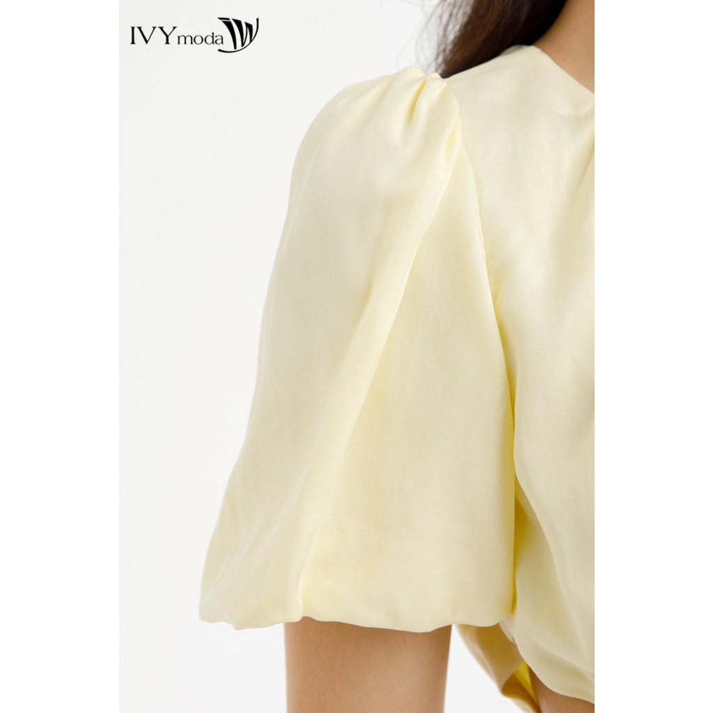Áo croptop nữ nhún phồng IVY moda MS 16B9363