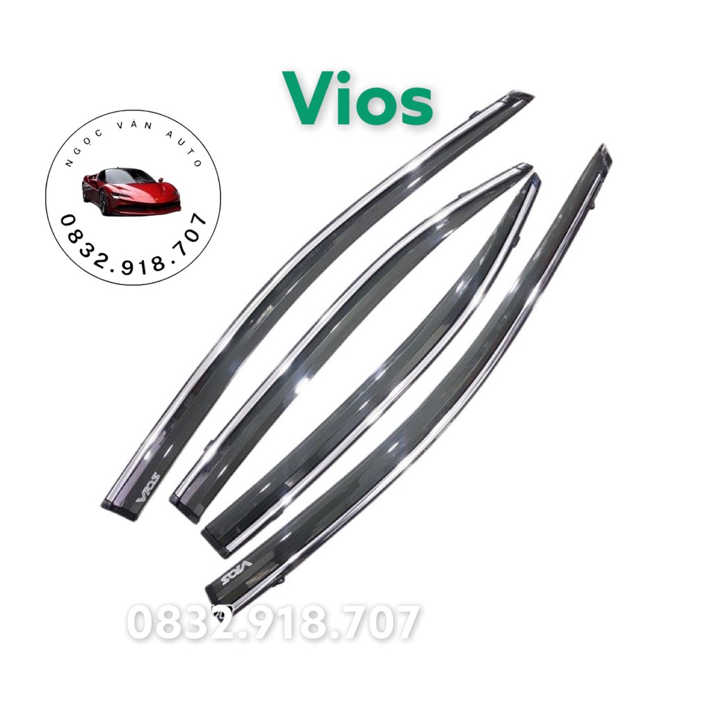 vè mưa chỉ mạ Toyota Vios 2014 - 2018  ( chỉ viền inox )